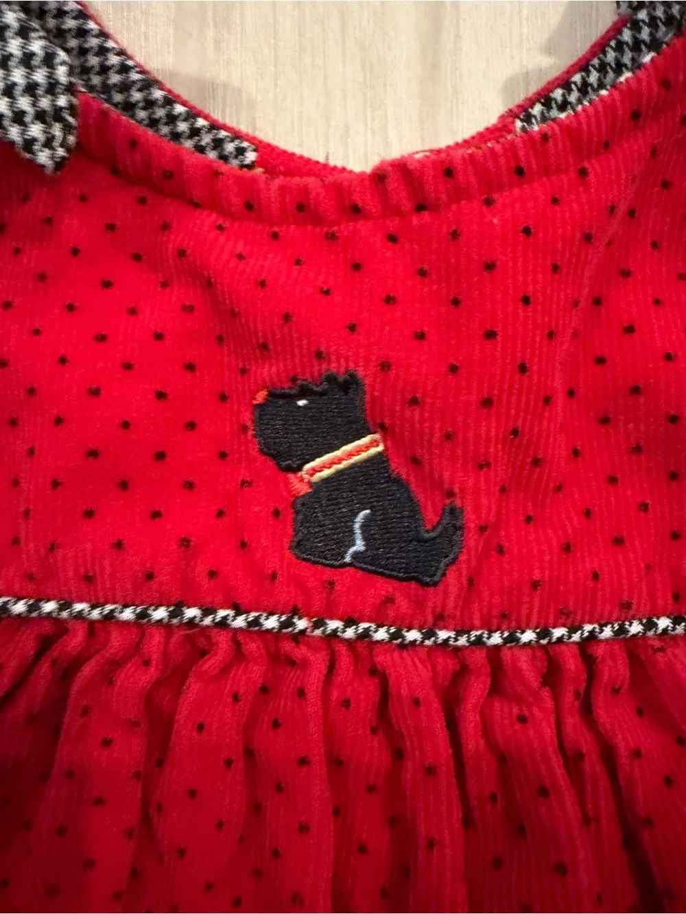 Vintage Red Scottish Dog Appliqué Toddler Dress